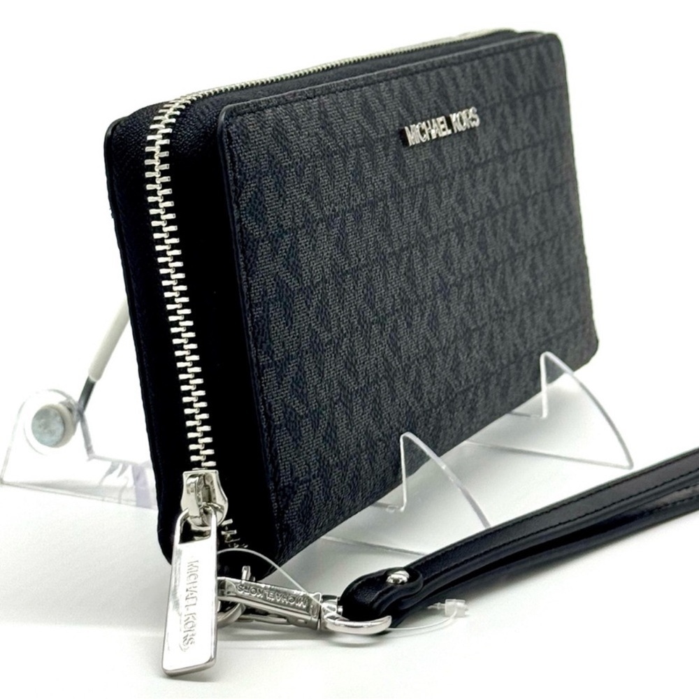Michael Kors Large Jet Set Travel Signature Continental Wallet Wristlet Black - Picture 4 of 8